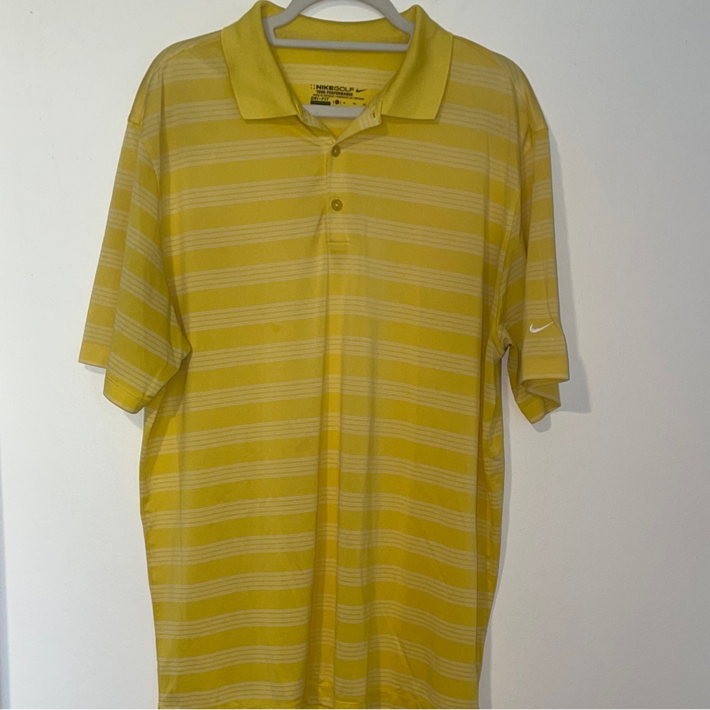 Nike Men's Yellow and White Polo Shirt XL
